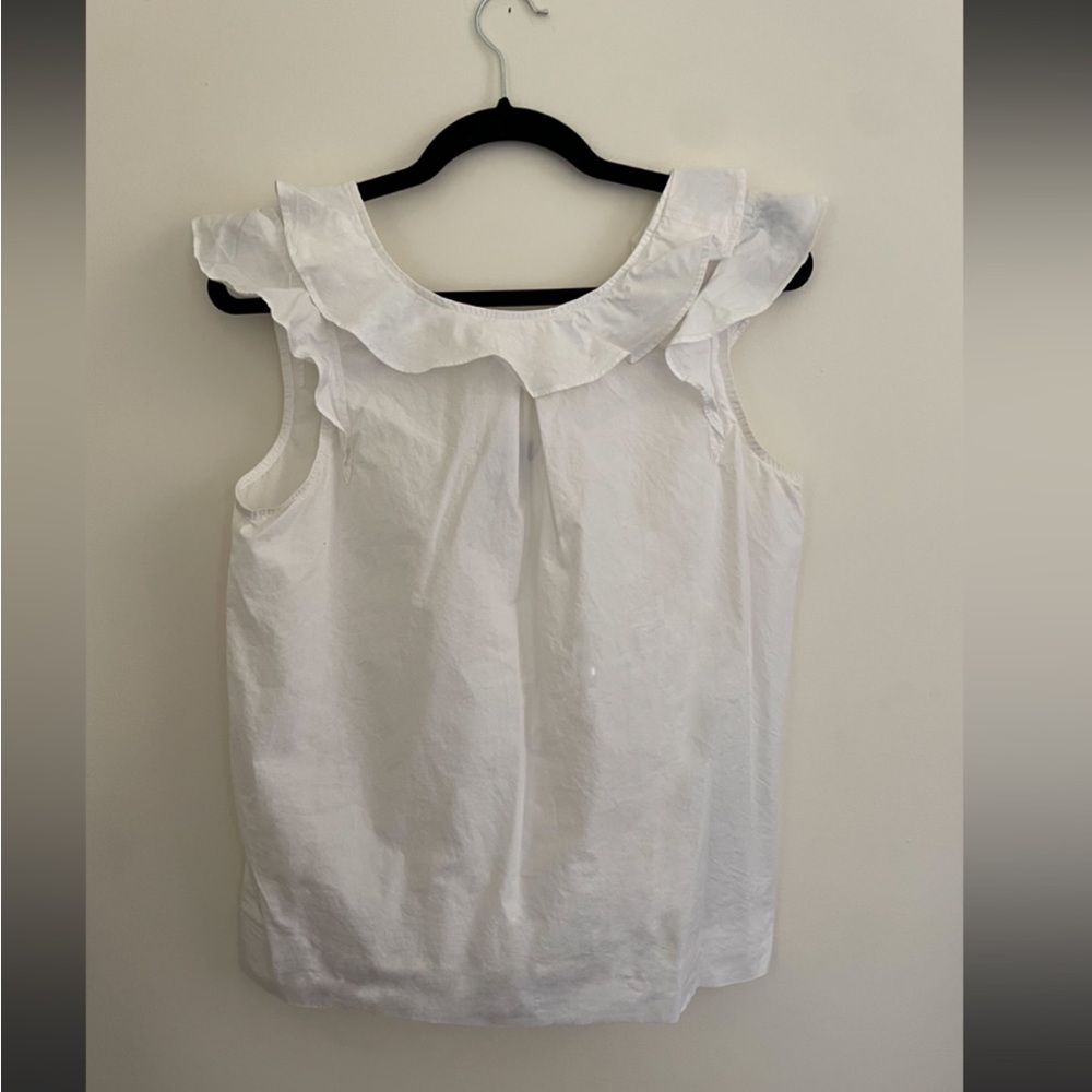 J Crew Women’s Sleeveless Ruffle Hem Shirt